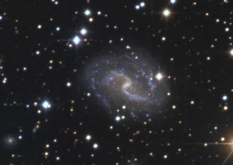 Ampliación de la galaxia espiral barrada IC 1296, en el mismo campo de visión de M57