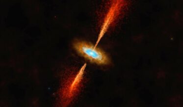 Representación artística del sistema HH 1177 en la galaxia Gran Nube de Magallanes