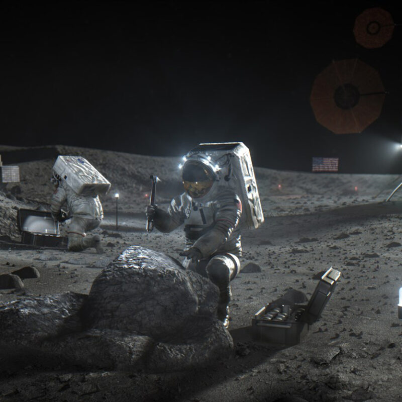 recreación astronautas Luna