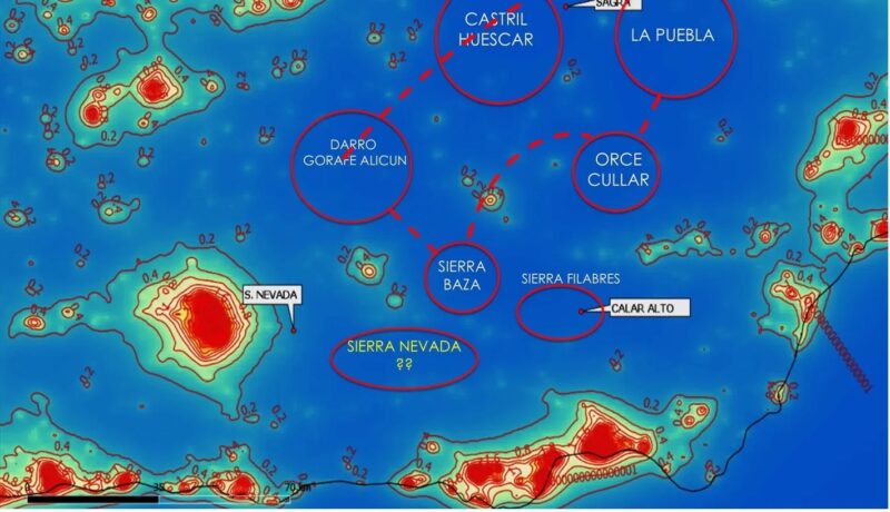  Mapa de contaminación lumínica de Granada y Almería