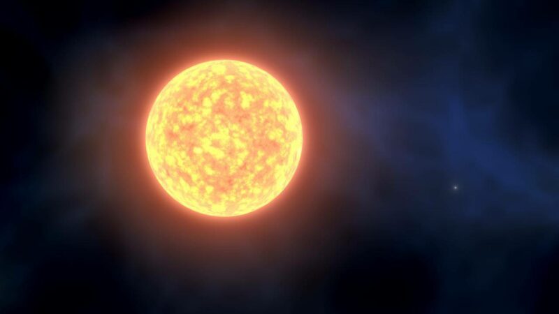 Recreación artística de la estrella binaria SMSS1605-1443.